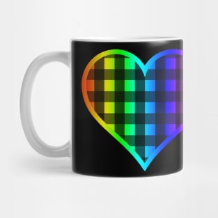 Double Rainbow and Black Buffalo Plaid Heart Mug